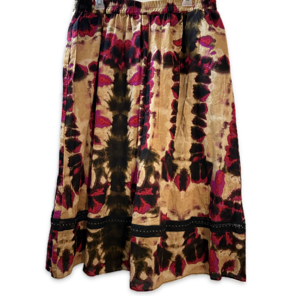 Dkny Elegant Tie-Dye Maxi Skirt In Black And Brown Size L